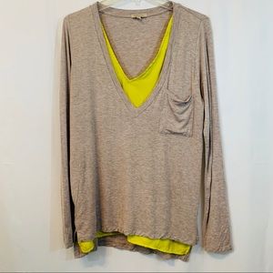 Anthropologie Bordeaux Layered V-Neck Top